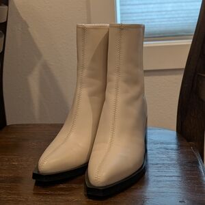 Coach Cream Leather Ankle Boots